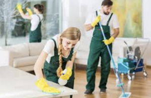 commercial cleaners in action